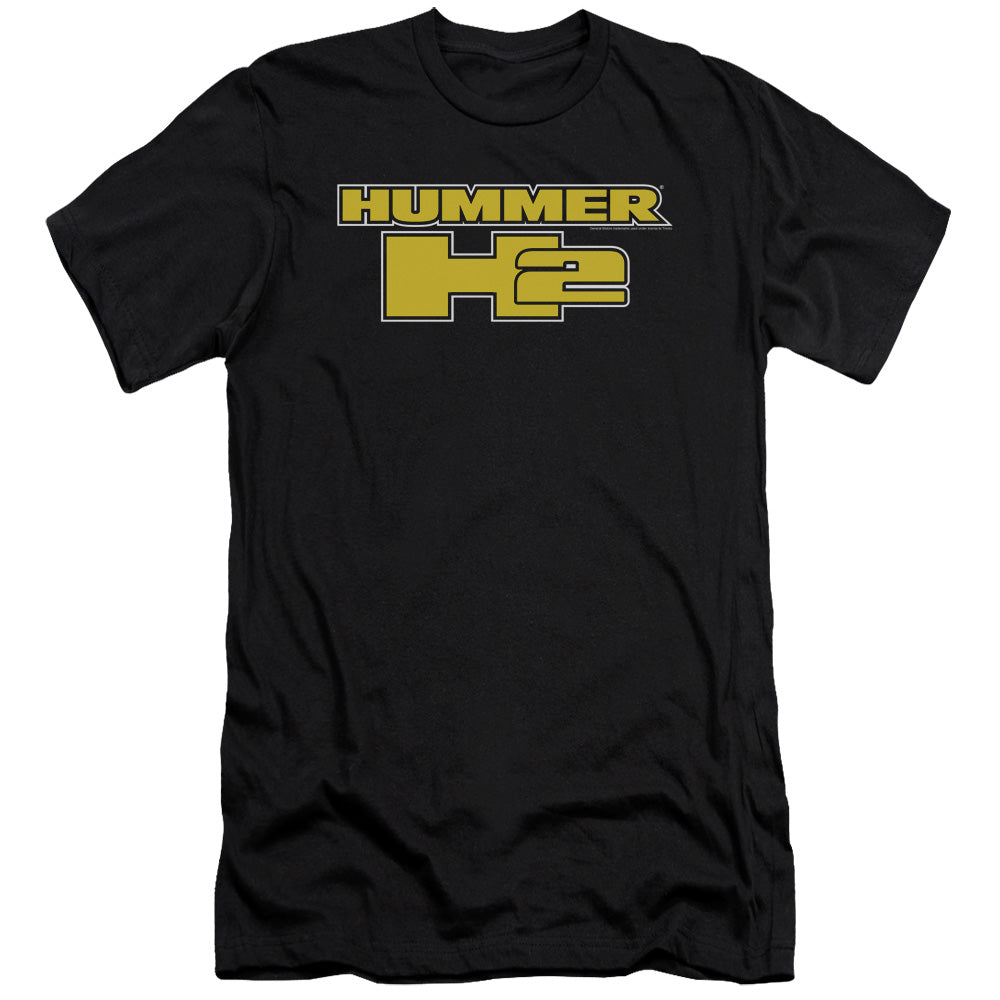 AN OFFCIALLY LICENSED HUMMER H2 BLOCK LOGO MEN'S PREMIUM SLIM FIT T-SHIRT BLACK