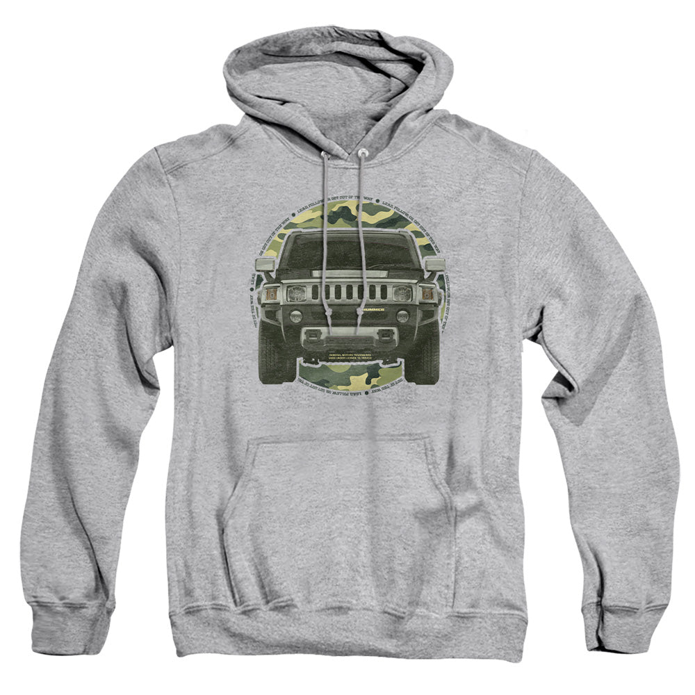 AN OFFCIALLY LICENSED HUMMER LEAD OR FOLLOW ADULT UNISEX PULLOVER HOODIE ATHLETIC HEATHER