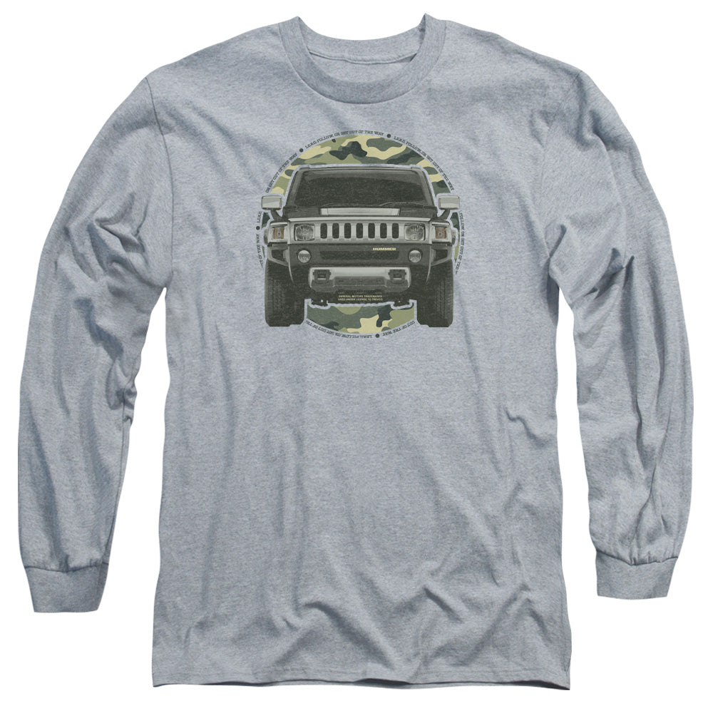 AN OFFCIALLY LICENSED HUMMER LEAD OR FOLLOW MEN'S LONG SLEEVE T-SHIRT ATHLETIC HEATHER