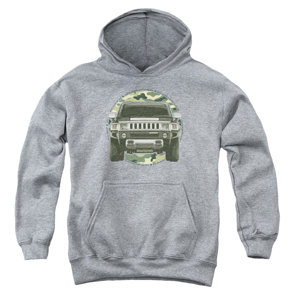 AN OFFCIALLY LICENSED HUMMER LEAD OR FOLLOW YOUTH HOODIE ATHLETIC HEATHER