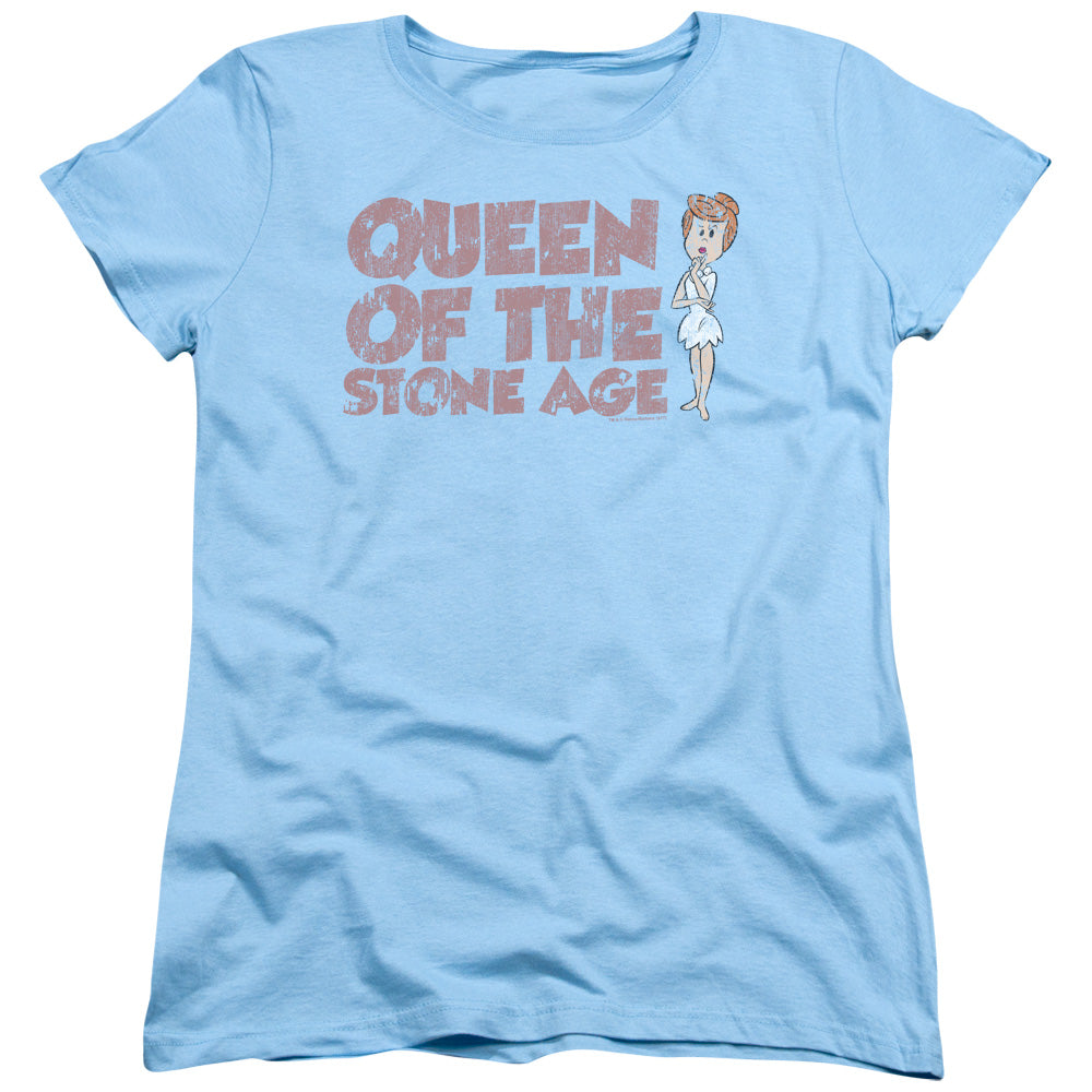 AN OFFCIALLY LICENSED FLINTSTONES VINTAGE QUEEN WILMA WOMEN'S REGULAR FIT T-SHIRT LIGHT BLUE