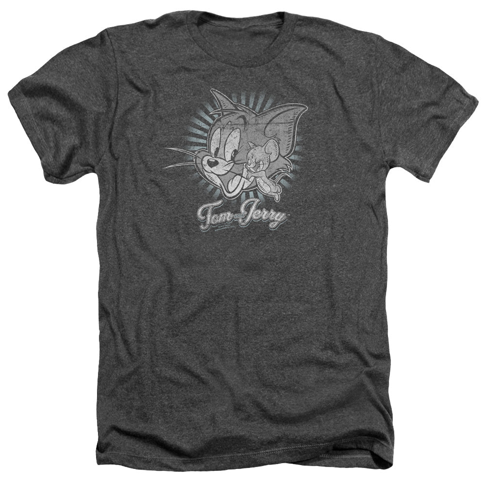 AN OFFCIALLY LICENSED HAPPY CLASSIC PALS HAPPY CLASSIC PALS MEN'S HEATHER T-SHIRT CHARCOAL