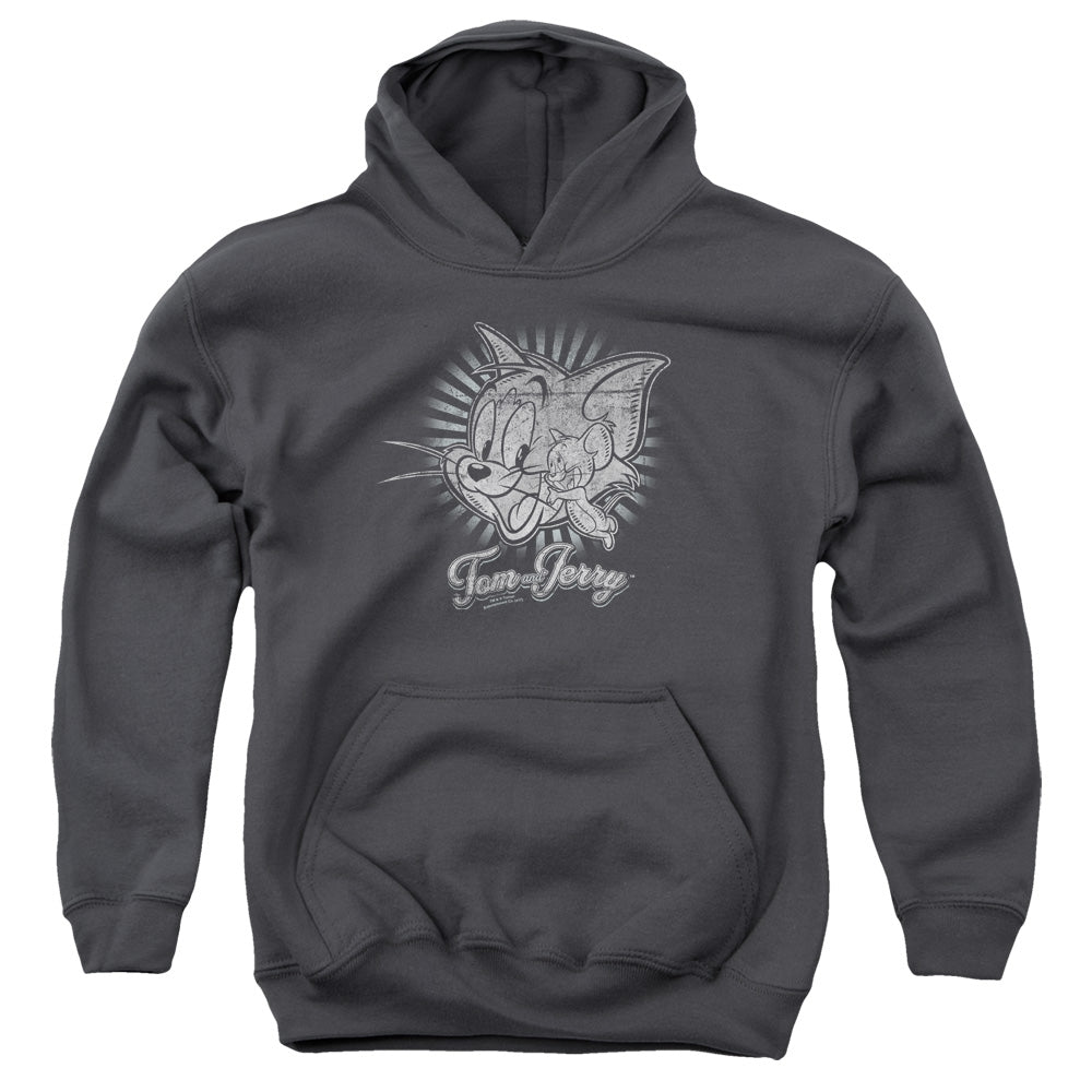 AN OFFCIALLY LICENSED HAPPY CLASSIC PALS HAPPY CLASSIC PALS YOUTH HOODIE CHARCOAL