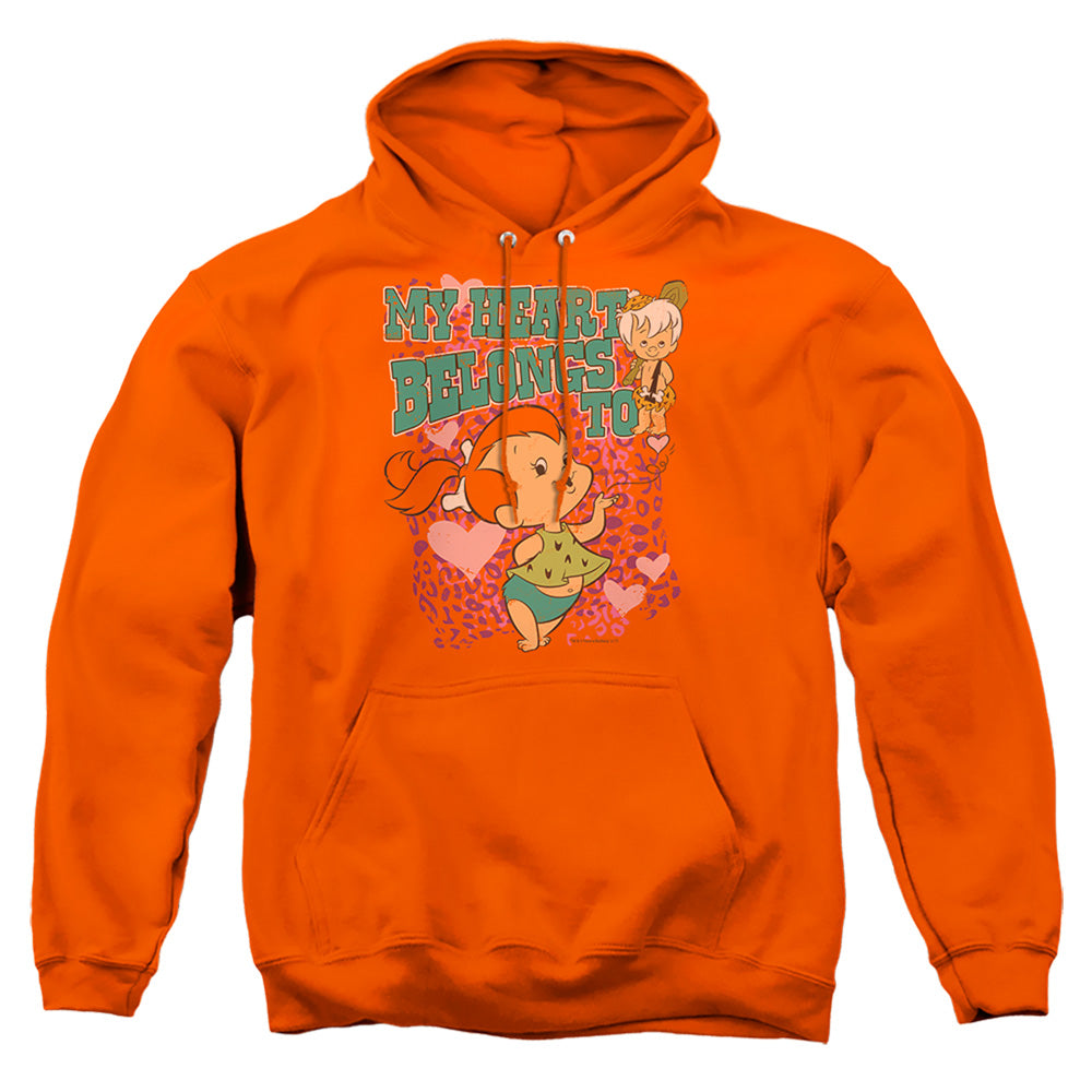 AN OFFCIALLY LICENSED FLINTSTONES MY HEART ADULT UNISEX PULLOVER HOODIE ORANGE