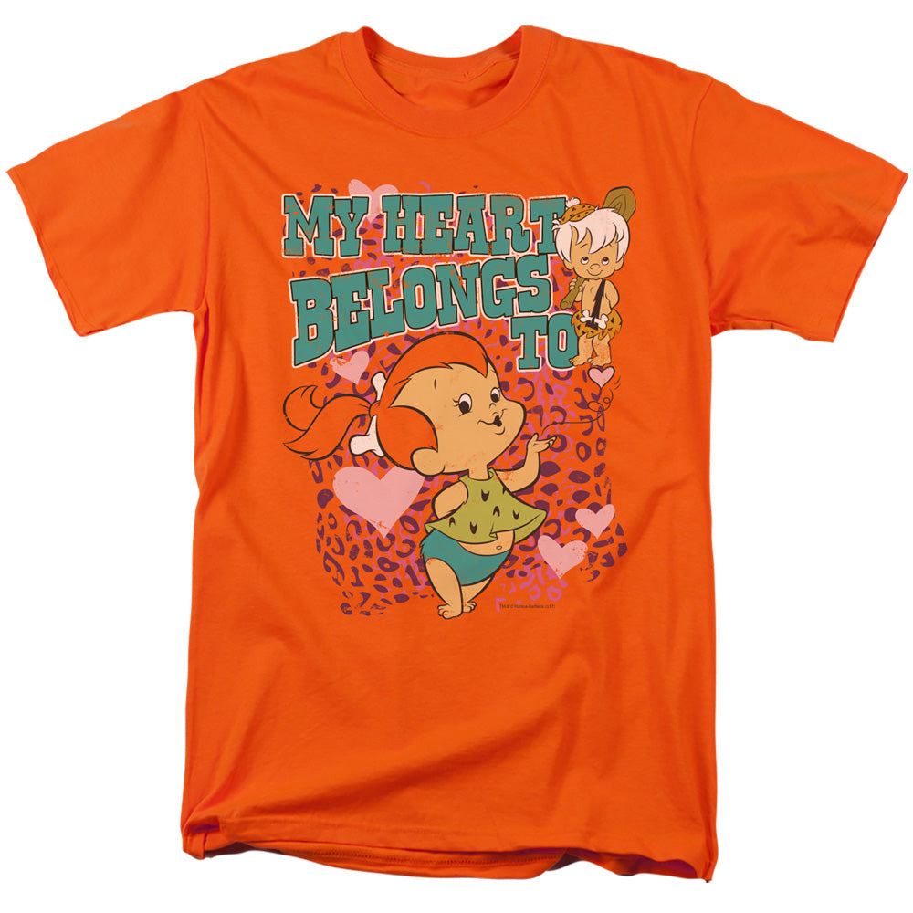 AN OFFCIALLY LICENSED FLINTSTONES MY HEART MEN'S REGULAR FIT T-SHIRT ORANGE
