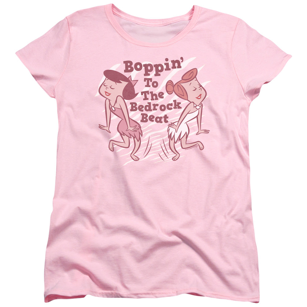 AN OFFCIALLY LICENSED FLINTSTONES BOPPIN WOMEN'S REGULAR FIT T-SHIRT PINK