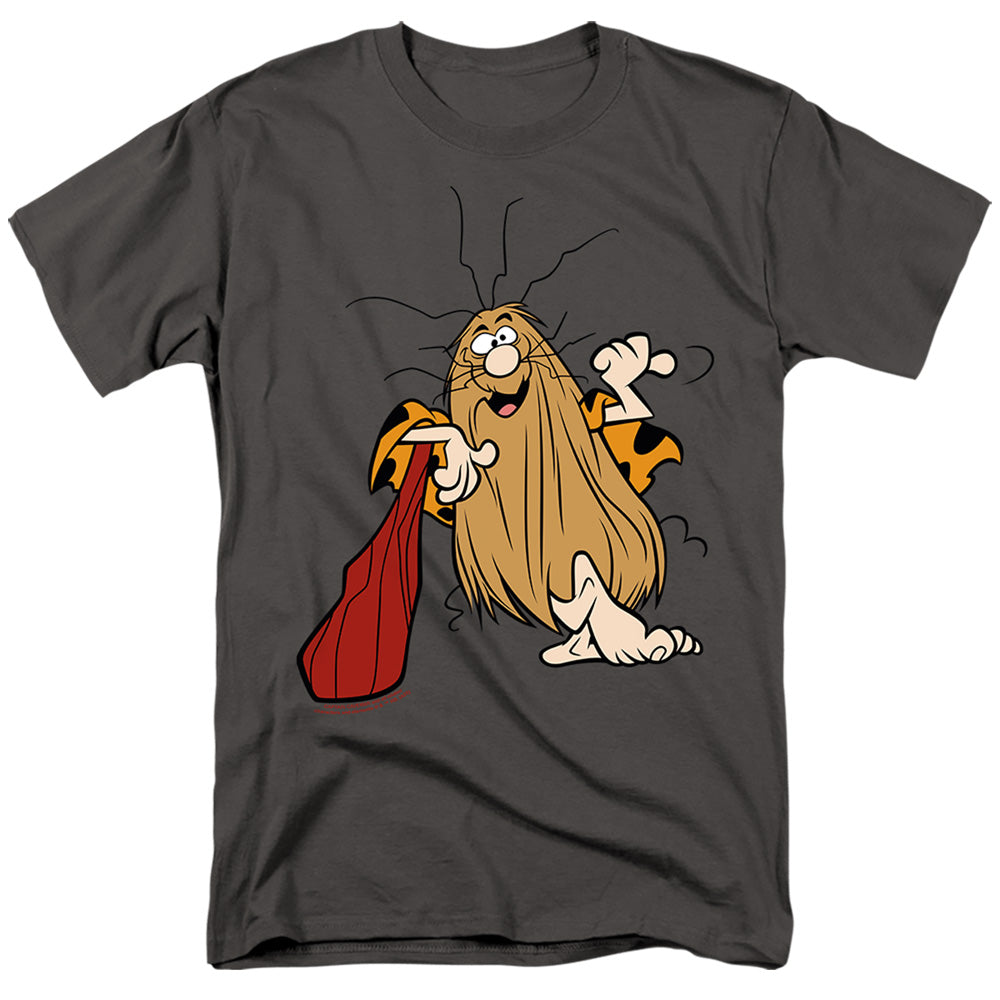 AN OFFCIALLY LICENSED CAPTAIN CAVEMAN JUST CHILLING MEN'S REGULAR FIT T-SHIRT CHARCOAL