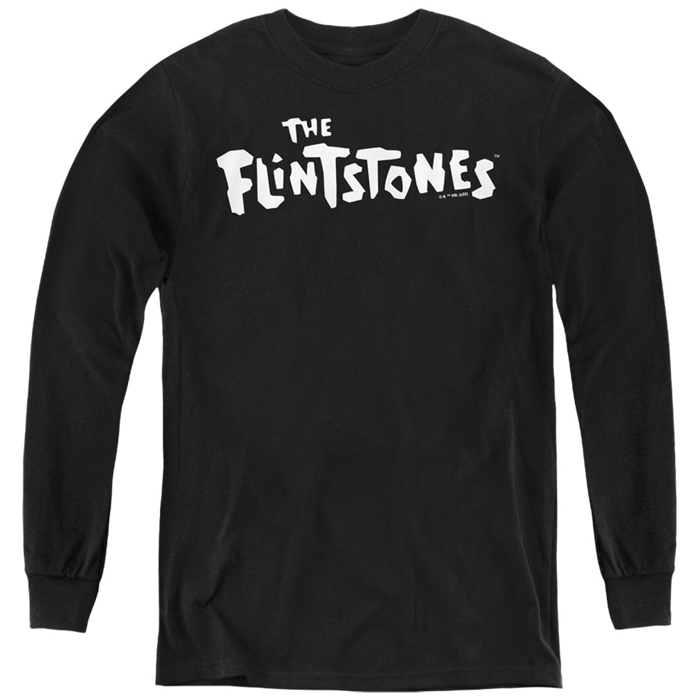AN OFFCIALLY LICENSED FLINTSTONES FLINTSTONES LOGO 1 YOUTH LONG SLEEVE T-SHIRT BLACK