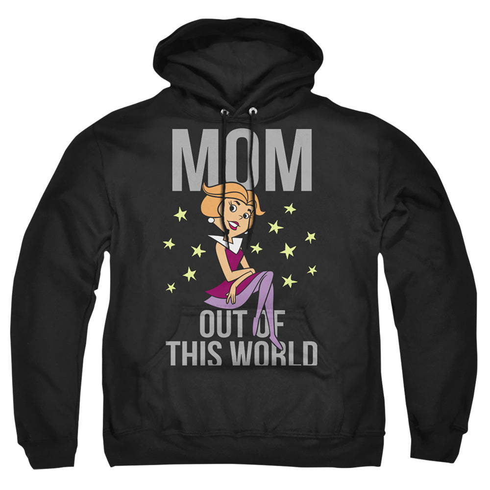 AN OFFCIALLY LICENSED JETSONS OUT OF THIS WORLD MOM ADULT UNISEX PULLOVER HOODIE BLACK
