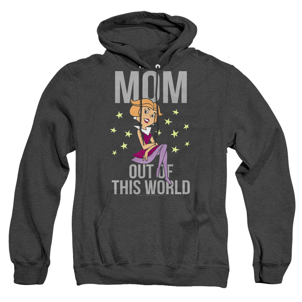 AN OFFCIALLY LICENSED JETSONS OUT OF THIS WORLD MOM ADULT UNISEX HEATHER PULLOVER HOODIE BLACK