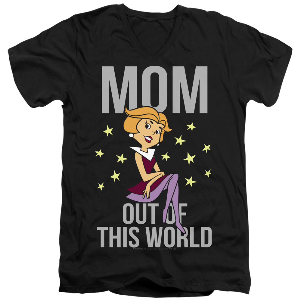 AN OFFCIALLY LICENSED JETSONS OUT OF THIS WORLD MOM MEN'S V-NECK T-SHIRT BLACK