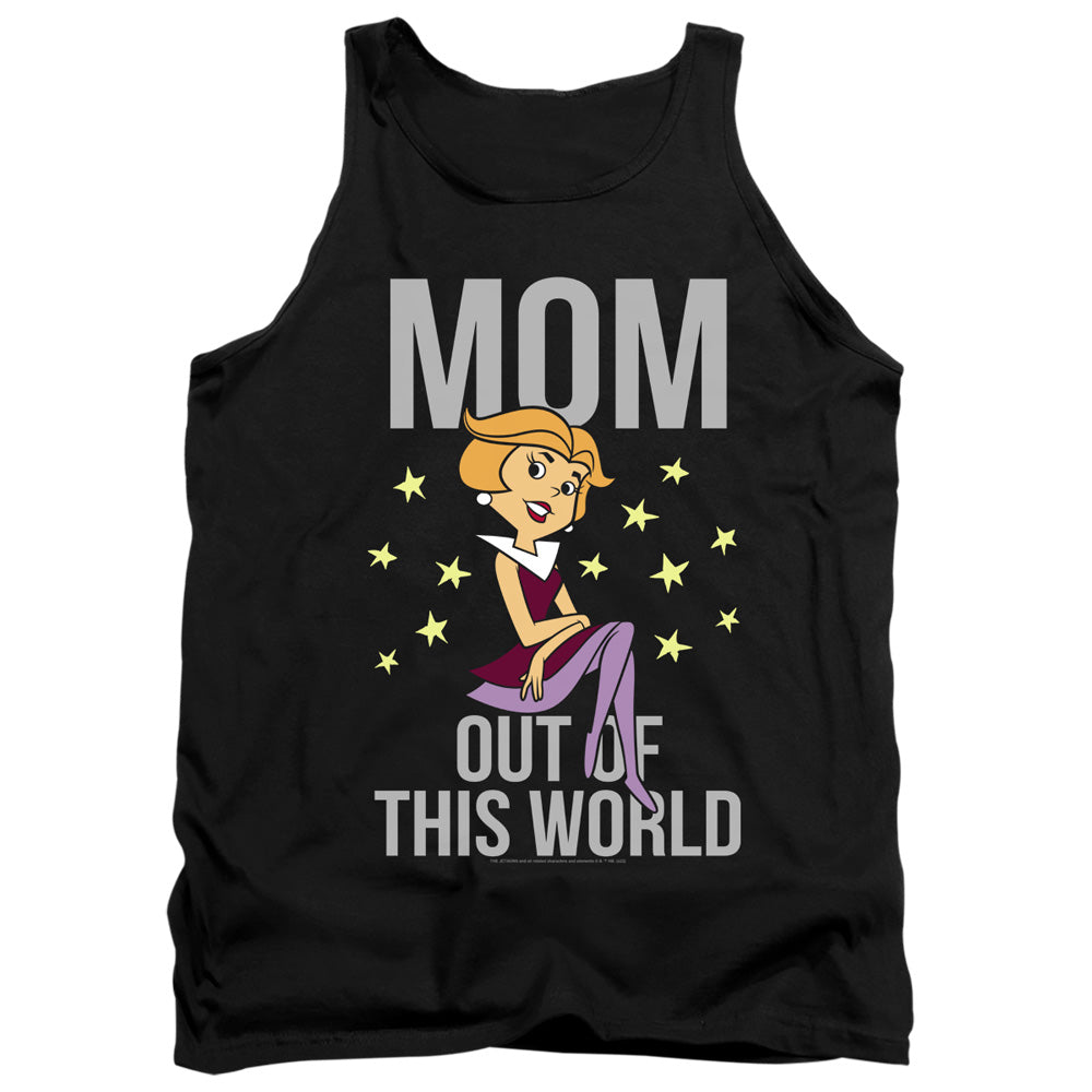AN OFFCIALLY LICENSED JETSONS OUT OF THIS WORLD MOM ADULT UNISEX TANK TOP BLACK