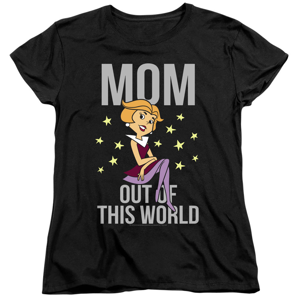 AN OFFCIALLY LICENSED JETSONS OUT OF THIS WORLD MOM WOMEN'S REGULAR FIT T-SHIRT BLACK