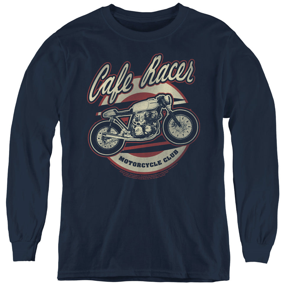 AN OFFCIALLY LICENSED HONDA CAFE RACER YOUTH LONG SLEEVE T-SHIRT NAVY