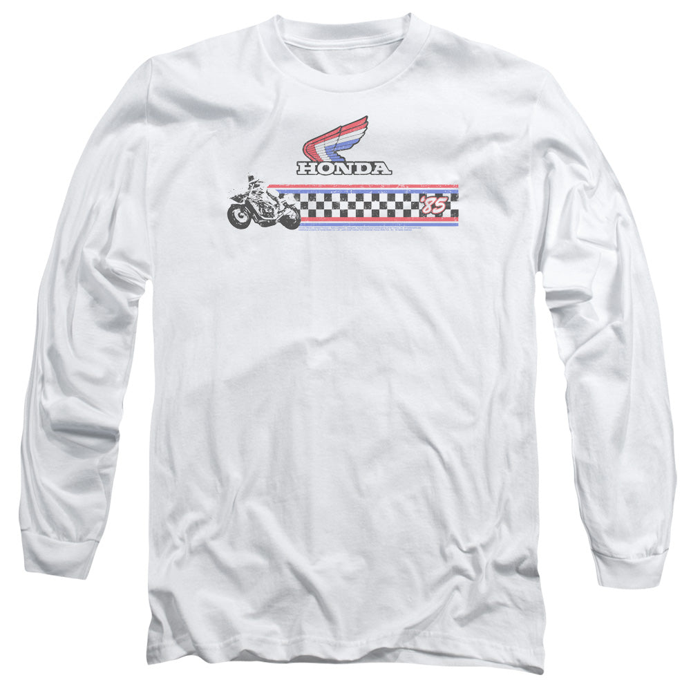AN OFFCIALLY LICENSED HONDA 1985 RED WHITE BLUE MEN'S LONG SLEEVE T-SHIRT WHITE