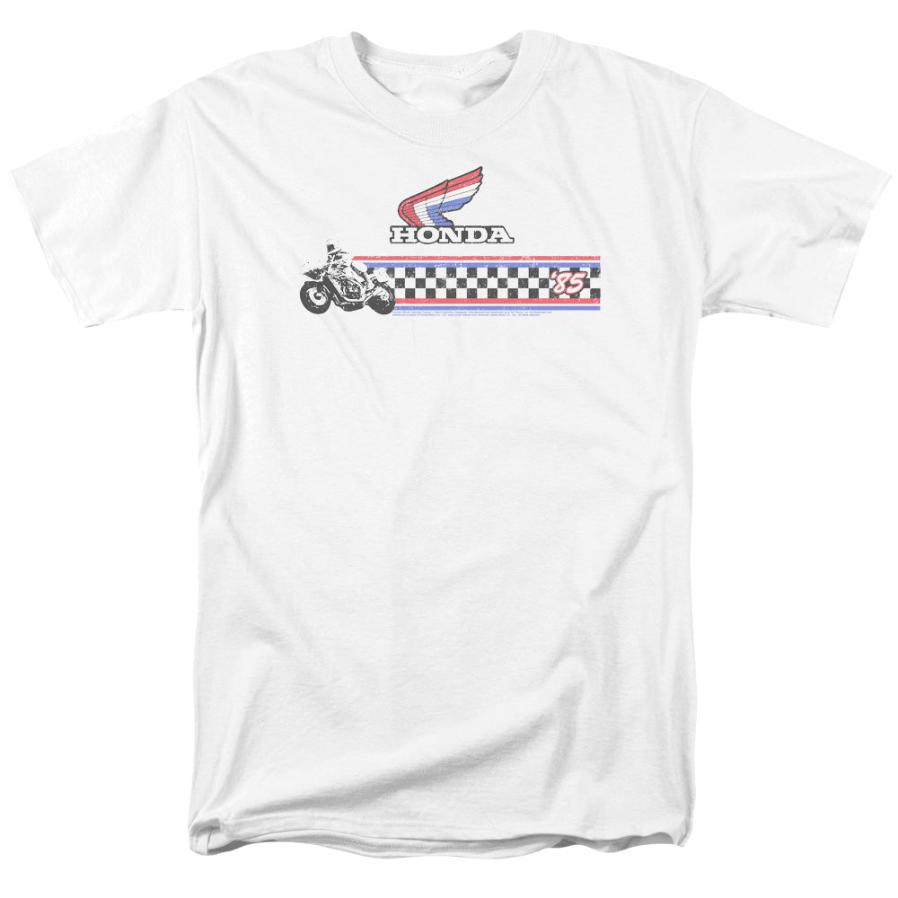 AN OFFCIALLY LICENSED HONDA 1985 RED WHITE BLUE MEN'S REGULAR FIT T-SHIRT WHITE