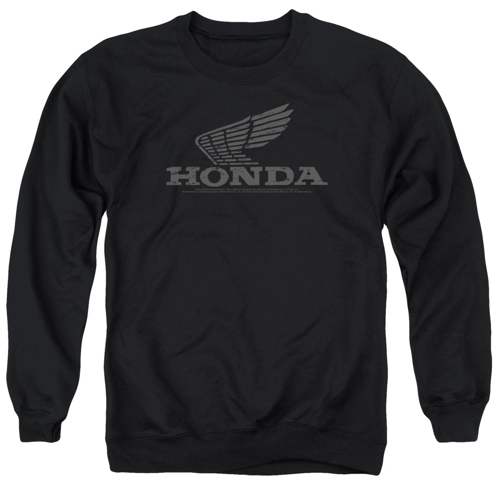 AN OFFCIALLY LICENSED HONDA VINTAGE WING ADULT UNISEX CREWNECK SWEATSHIRT BLACK