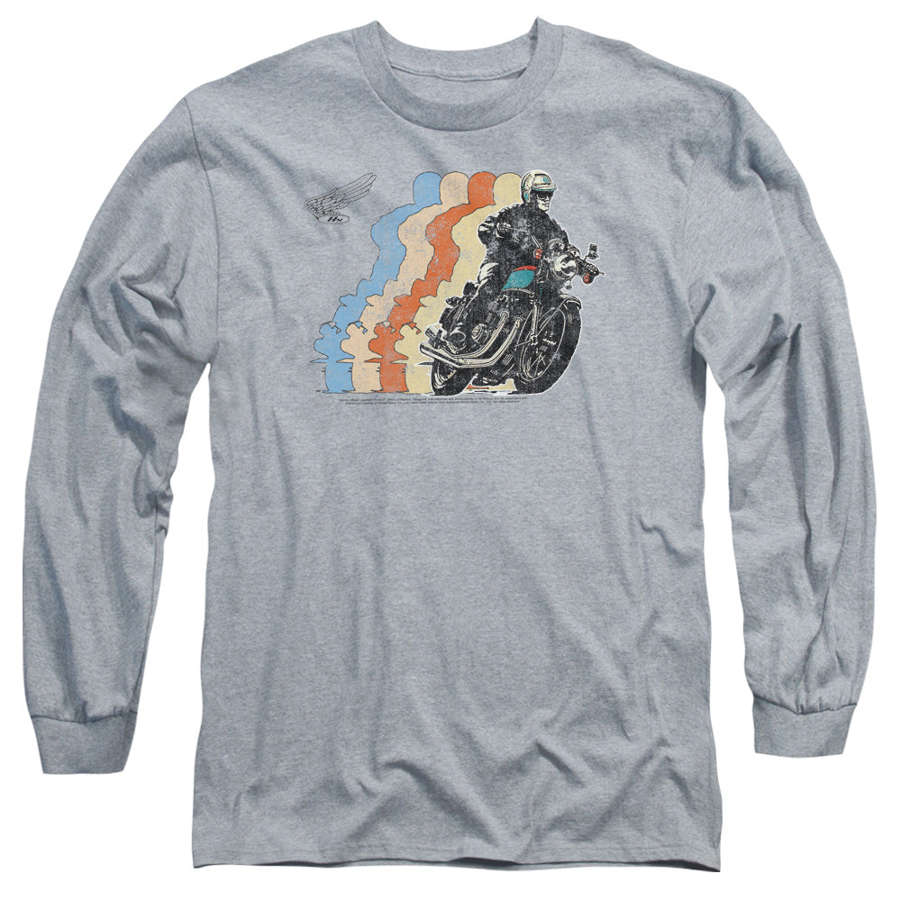 AN OFFCIALLY LICENSED HONDA RETRO HONDA MEN'S LONG SLEEVE T-SHIRT ATHLETIC HEATHER