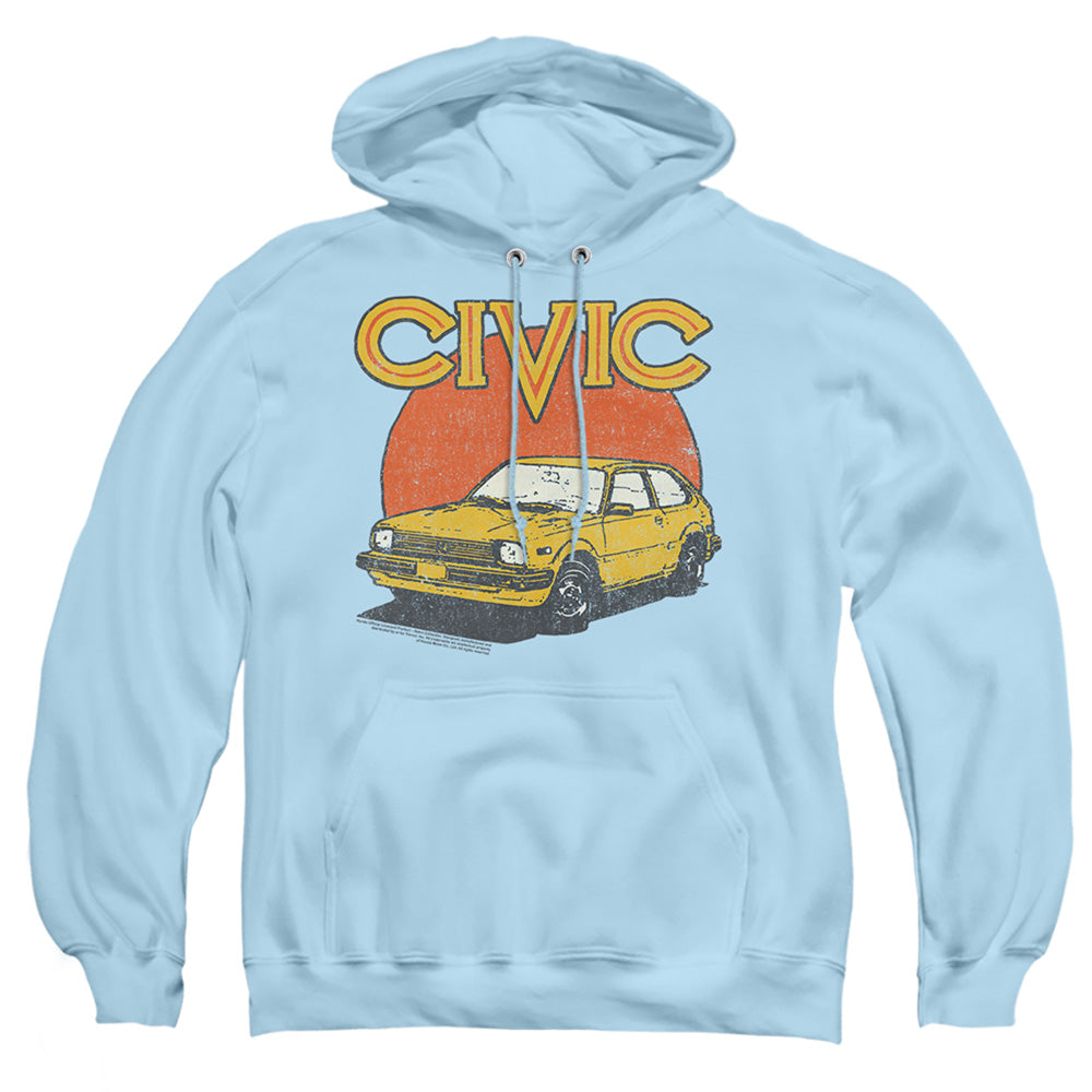 AN OFFCIALLY LICENSED HONDA RETRO CIVIC ADULT UNISEX PULLOVER HOODIE LIGHT BLUE