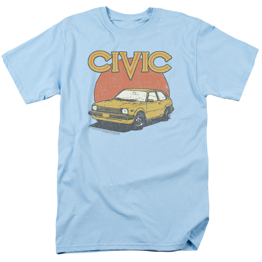 AN OFFCIALLY LICENSED HONDA RETRO CIVIC MEN'S REGULAR FIT T-SHIRT LIGHT BLUE