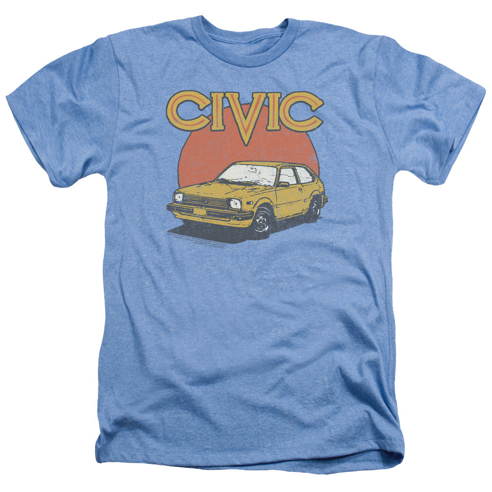 AN OFFCIALLY LICENSED HONDA RETRO CIVIC MEN'S HEATHER T-SHIRT LIGHT BLUE