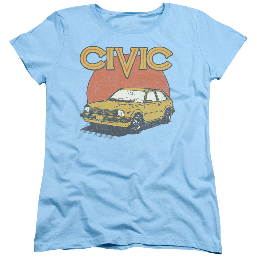 AN OFFCIALLY LICENSED HONDA RETRO CIVIC WOMEN'S REGULAR FIT T-SHIRT LIGHT BLUE
