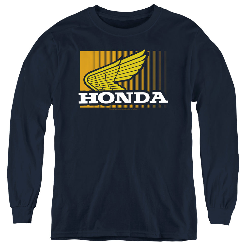 AN OFFCIALLY LICENSED HONDA WING GRADIENT YOUTH LONG SLEEVE T-SHIRT NAVY