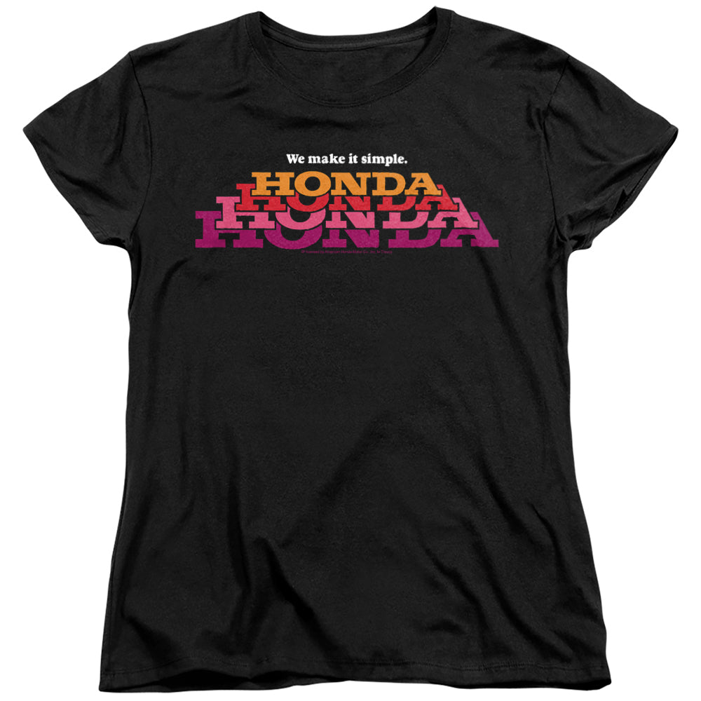 AN OFFCIALLY LICENSED HONDA MAKE IT SIMPLE LOGO WOMEN'S REGULAR FIT T-SHIRT BLACK