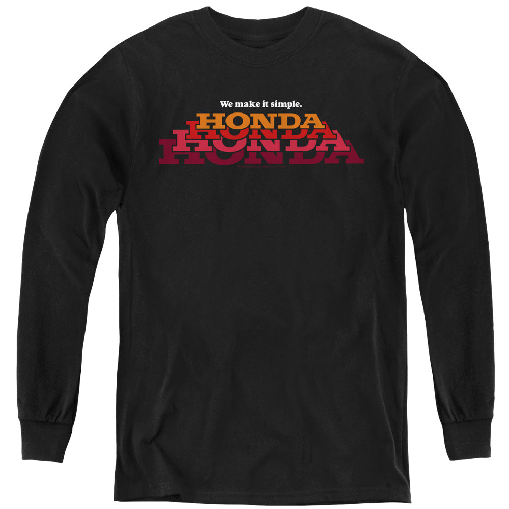 AN OFFCIALLY LICENSED HONDA MAKE IT SIMPLE LOGO YOUTH LONG SLEEVE T-SHIRT BLACK