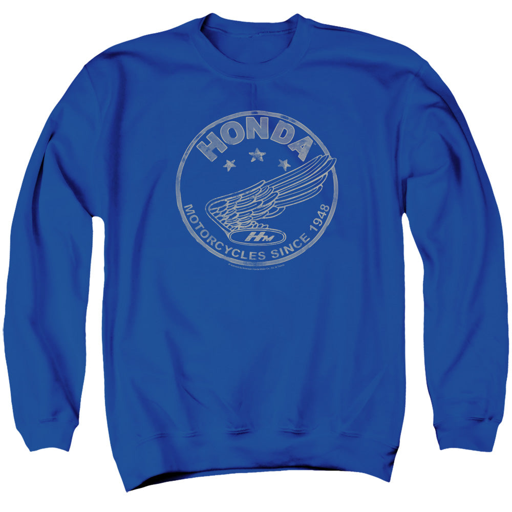 AN OFFCIALLY LICENSED HONDA MOTORCYCLES SINCE 1948 ADULT UNISEX CREWNECK SWEATSHIRT ROYAL