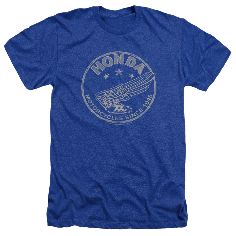 AN OFFCIALLY LICENSED HONDA MOTORCYCLES SINCE 1948 MEN'S HEATHER T-SHIRT ROYAL