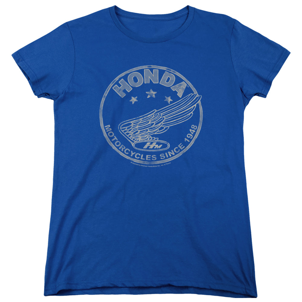 AN OFFCIALLY LICENSED HONDA MOTORCYCLES SINCE 1948 WOMEN'S REGULAR FIT T-SHIRT ROYAL