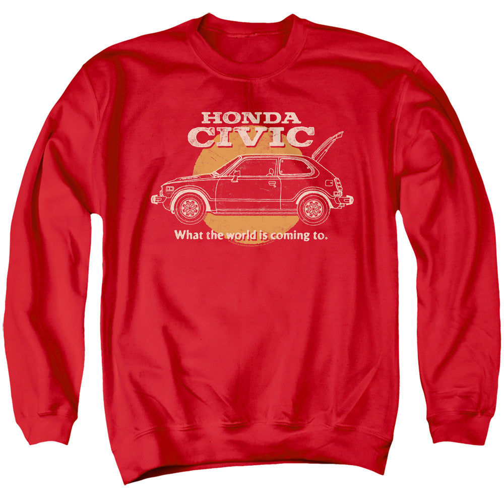 AN OFFCIALLY LICENSED HONDA CIVIC COMING WORLD ADULT UNISEX CREWNECK SWEATSHIRT RED