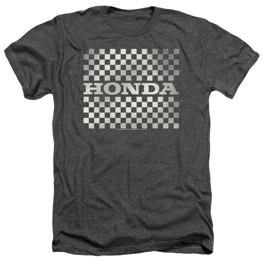 AN OFFCIALLY LICENSED HONDA CHECKERS LOGO MEN'S HEATHER T-SHIRT CHARCOAL