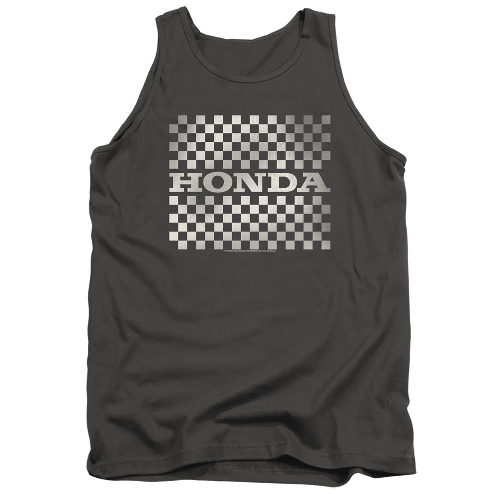 AN OFFCIALLY LICENSED HONDA CHECKERS LOGO ADULT UNISEX TANK TOP CHARCOAL