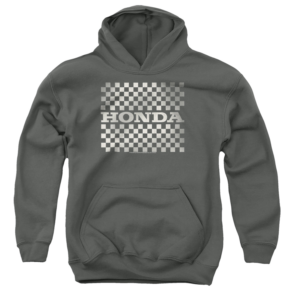 AN OFFCIALLY LICENSED HONDA CHECKERS LOGO YOUTH HOODIE CHARCOAL