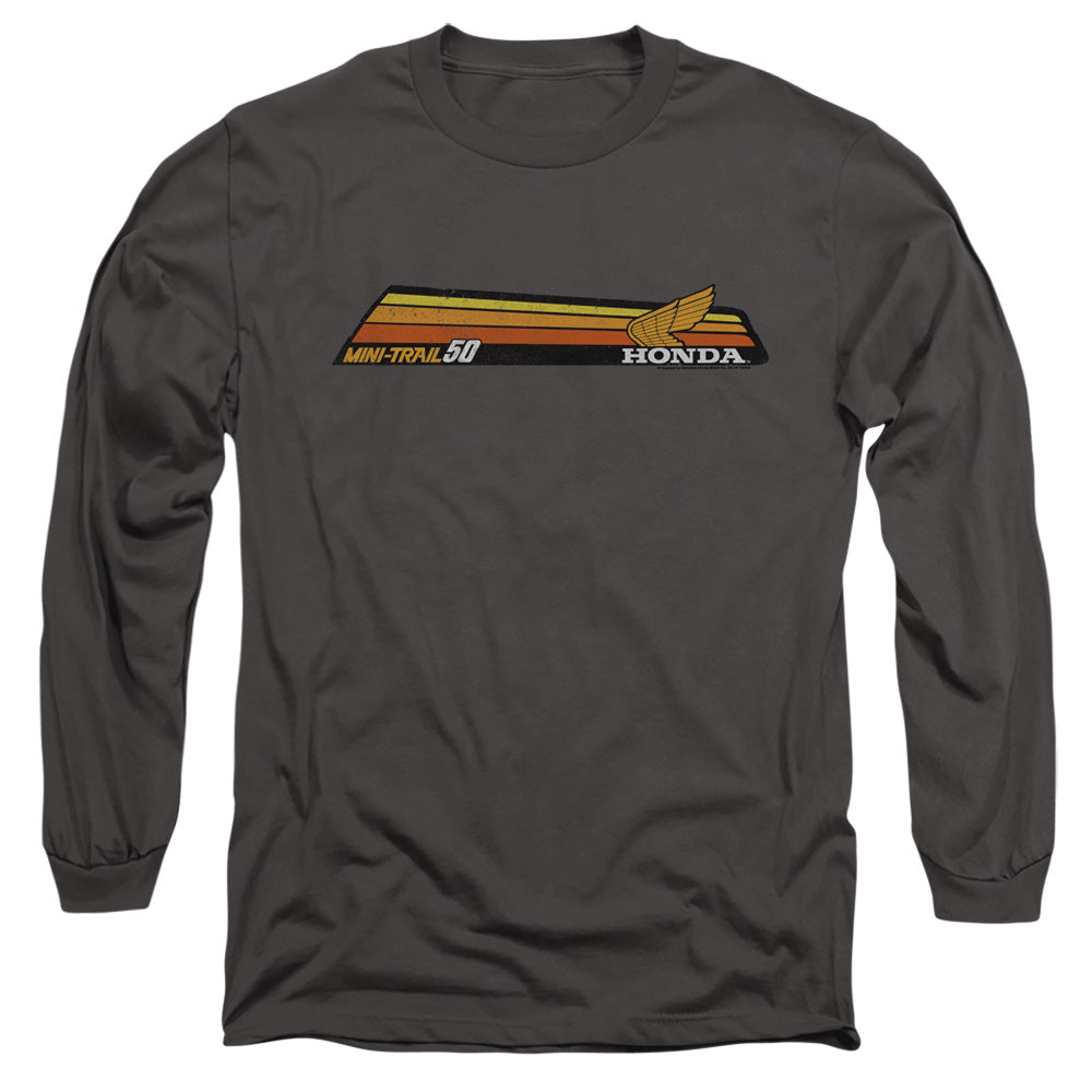 AN OFFCIALLY LICENSED HONDA MINI-TRAIL 50 STRIPE MEN'S LONG SLEEVE T-SHIRT CHARCOAL