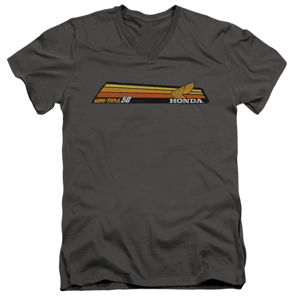 AN OFFCIALLY LICENSED HONDA MINI-TRAIL 50 STRIPE MEN'S V-NECK T-SHIRT CHARCOAL