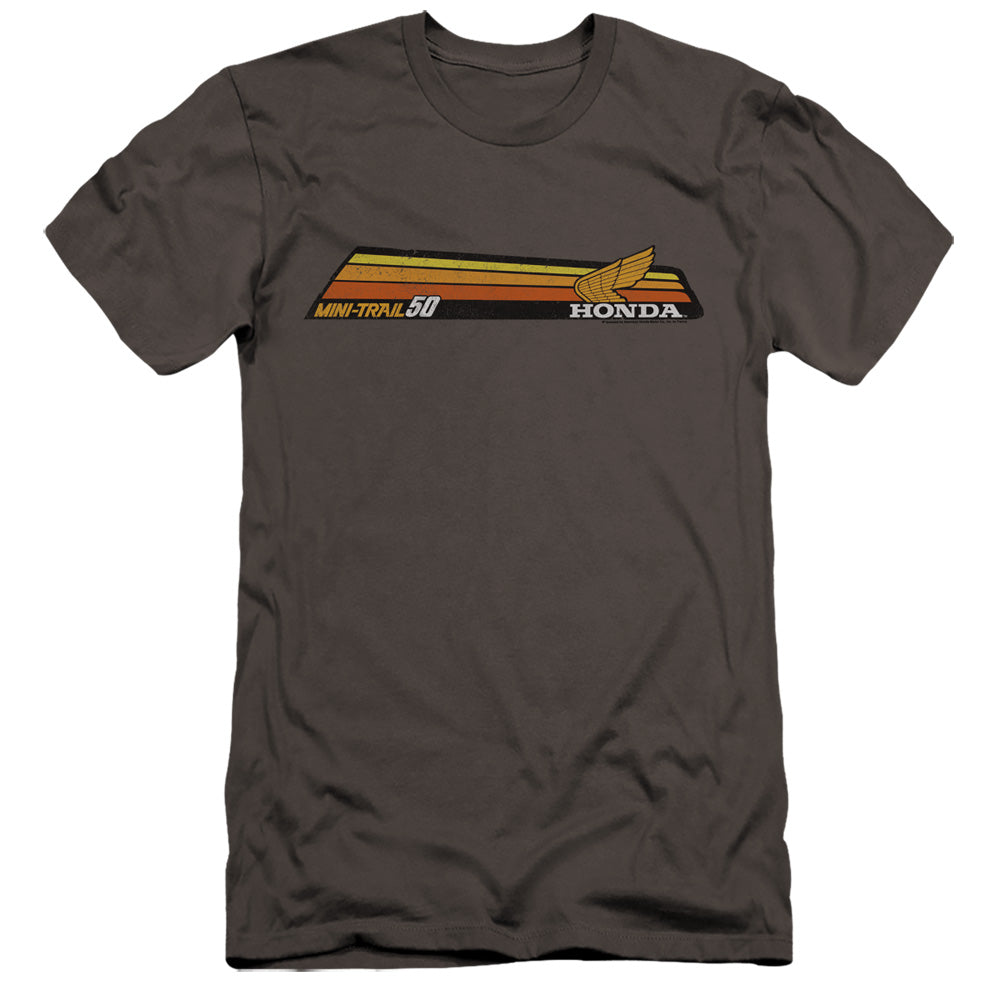 AN OFFCIALLY LICENSED HONDA MINI-TRAIL 50 STRIPE MEN'S PREMIUM SLIM FIT T-SHIRT CHARCOAL
