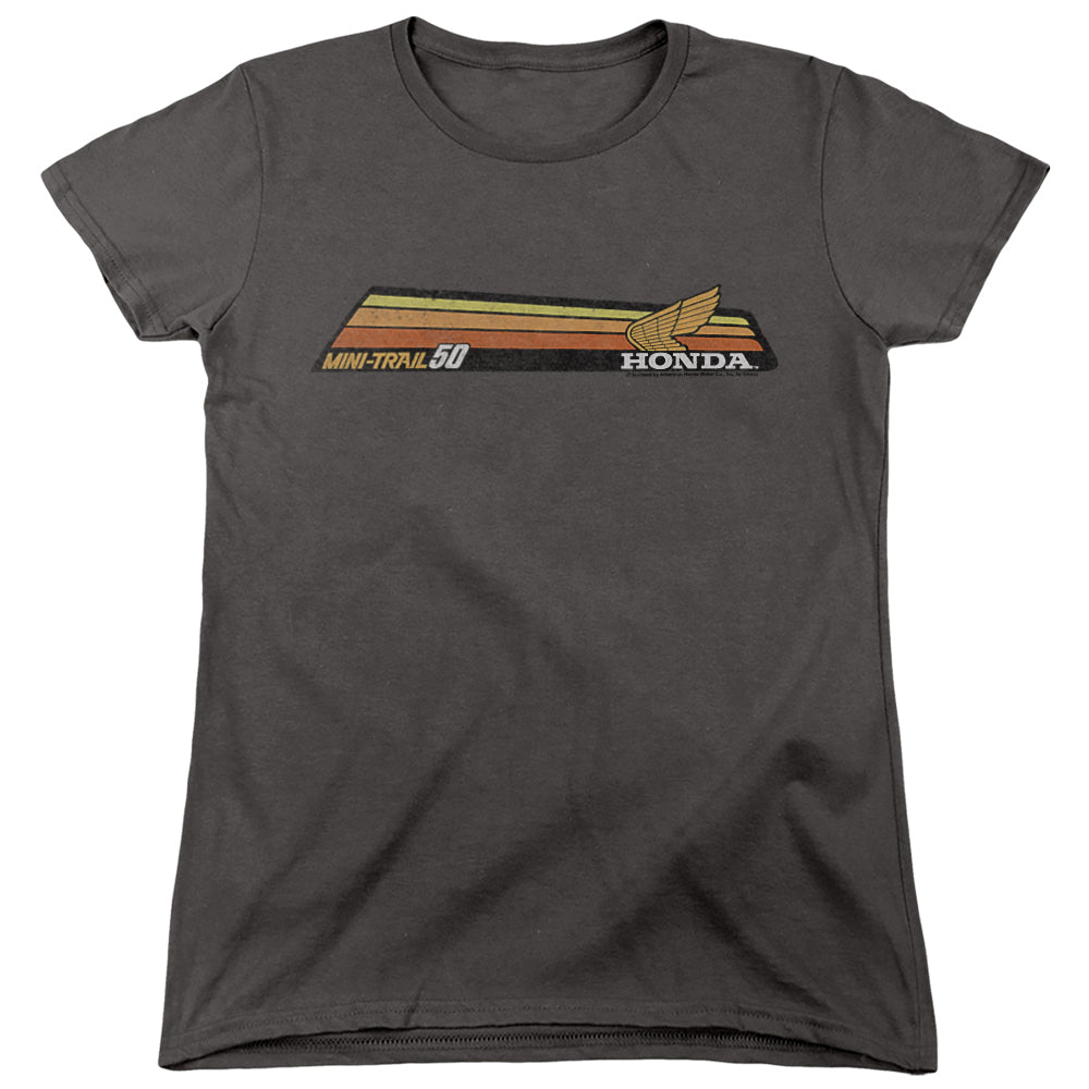 AN OFFCIALLY LICENSED HONDA MINI-TRAIL 50 STRIPE WOMEN'S REGULAR FIT T-SHIRT CHARCOAL
