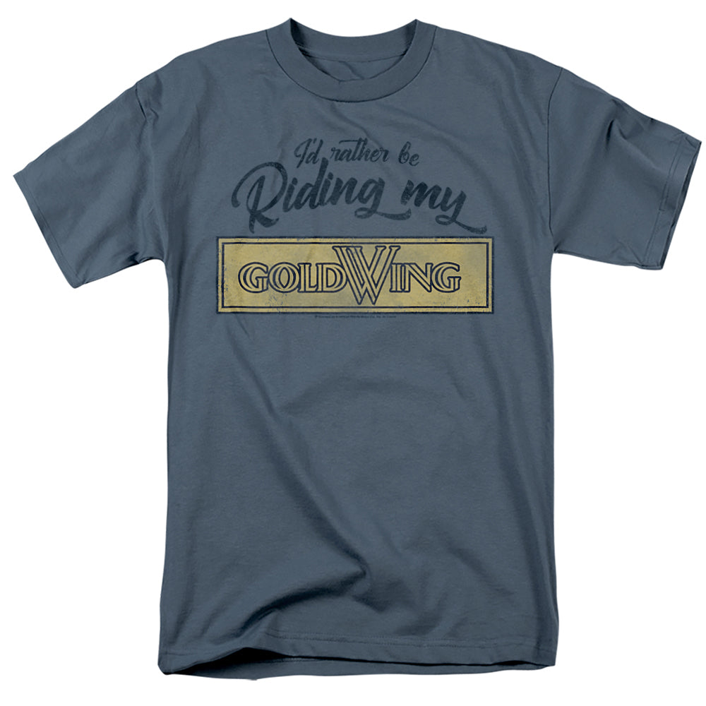 AN OFFCIALLY LICENSED HONDA RATHER BE RIDING MY GOLD WING MEN'S REGULAR FIT T-SHIRT SLATE