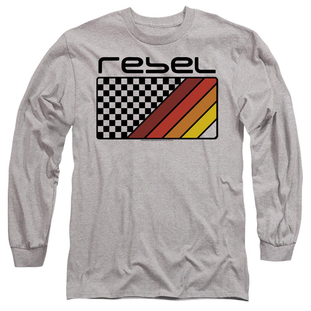 AN OFFCIALLY LICENSED HONDA REBEL CHECKERS AND STRIPES MEN'S LONG SLEEVE T-SHIRT ATHLETIC HEATHER