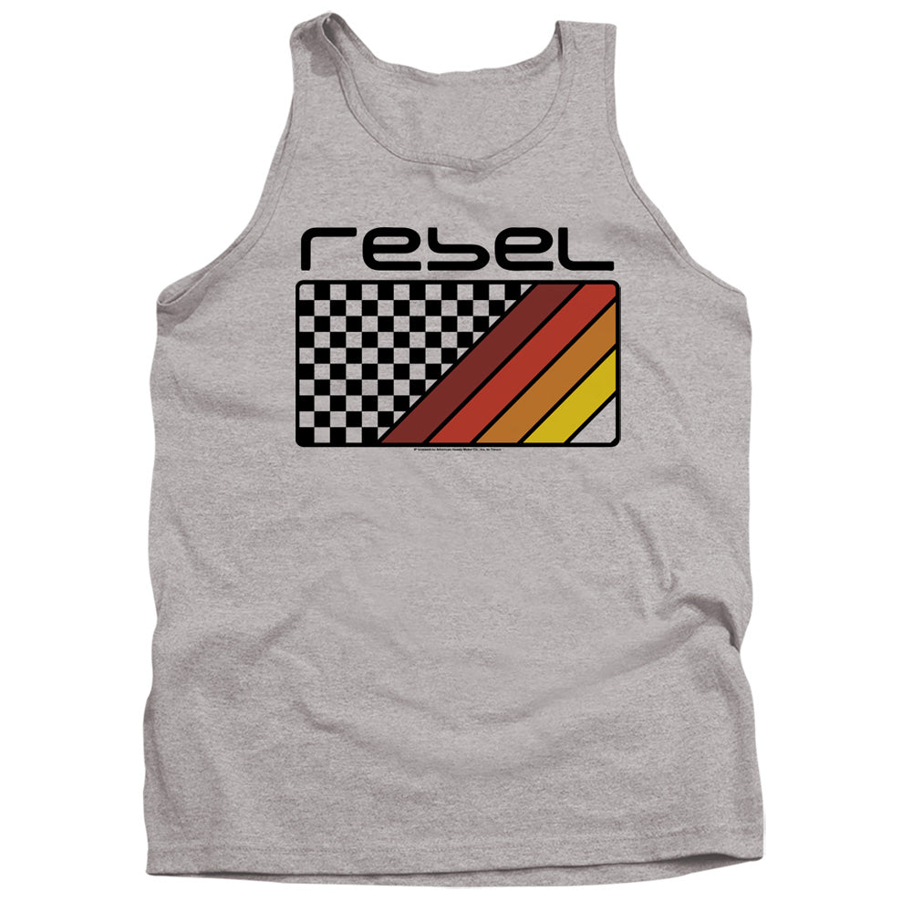 AN OFFCIALLY LICENSED HONDA REBEL CHECKERS AND STRIPES ADULT UNISEX TANK TOP ATHLETIC HEATHER