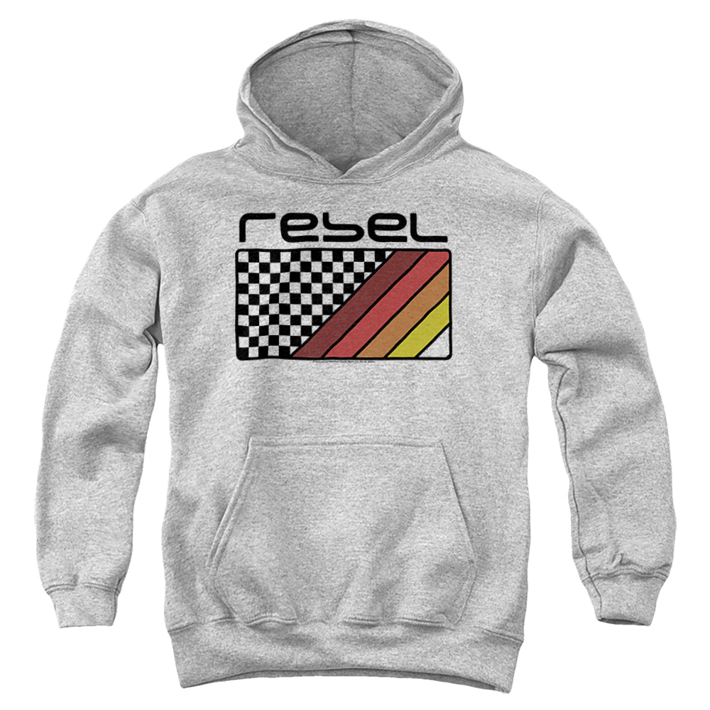 AN OFFCIALLY LICENSED HONDA REBEL CHECKERS AND STRIPES YOUTH HOODIE ATHLETIC HEATHER