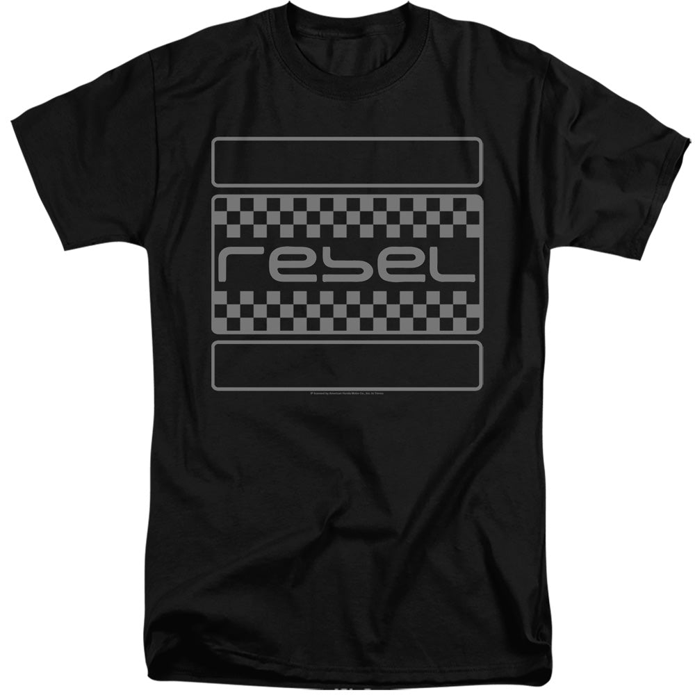 AN OFFCIALLY LICENSED HONDA REBEL CHECKERS GREY MEN'S TALL FIT T-SHIRT BLACK