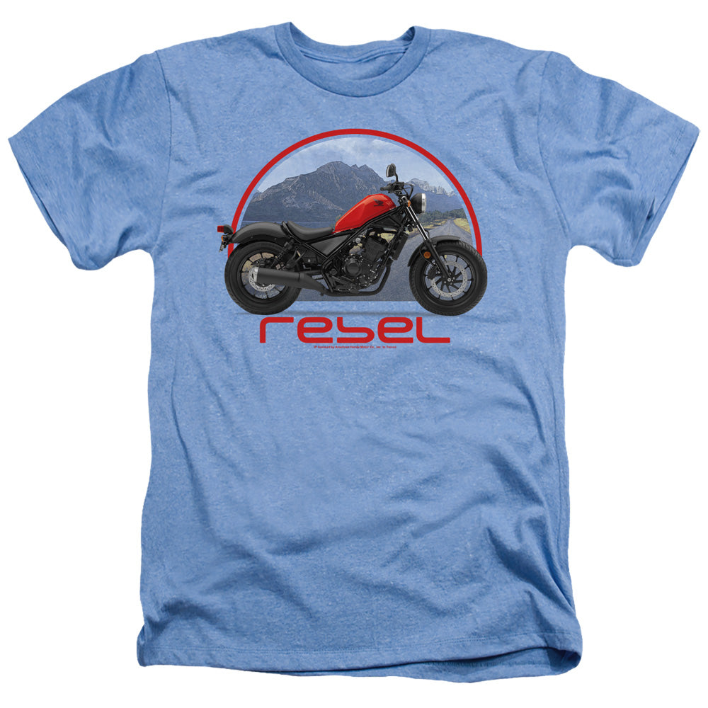 AN OFFCIALLY LICENSED HONDA OPEN ROAD REBEL MEN'S HEATHER T-SHIRT LIGHT BLUE