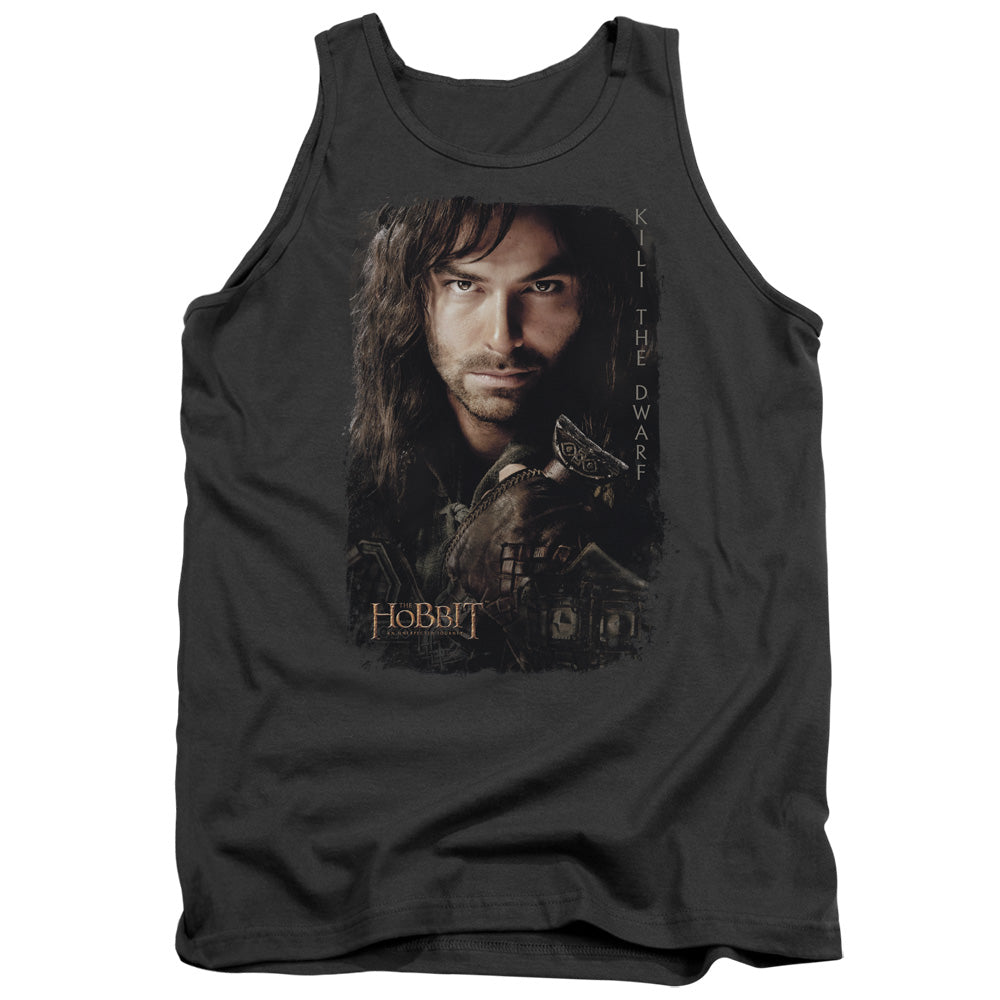 AN OFFCIALLY LICENSED HOBBIT KILI POSTER ADULT UNISEX TANK TOP CHARCOAL