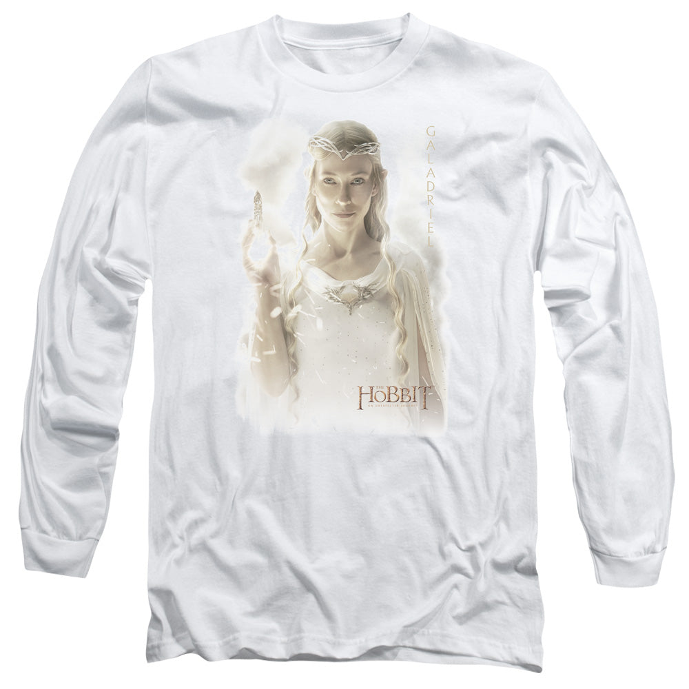 AN OFFCIALLY LICENSED HOBBIT GALADRIEL MEN'S LONG SLEEVE T-SHIRT WHITE