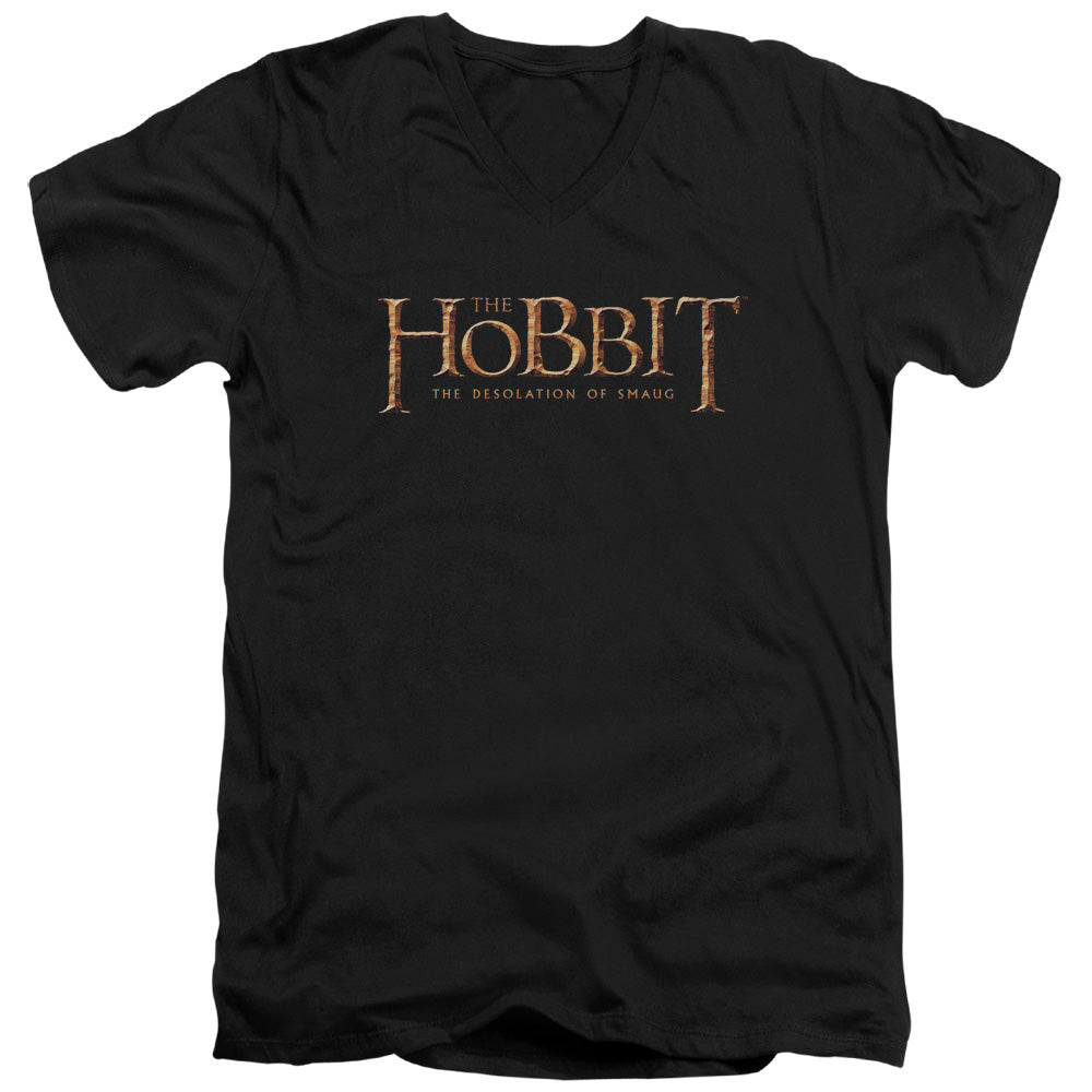 AN OFFCIALLY LICENSED HOBBIT LOGO MEN'S V-NECK T-SHIRT BLACK