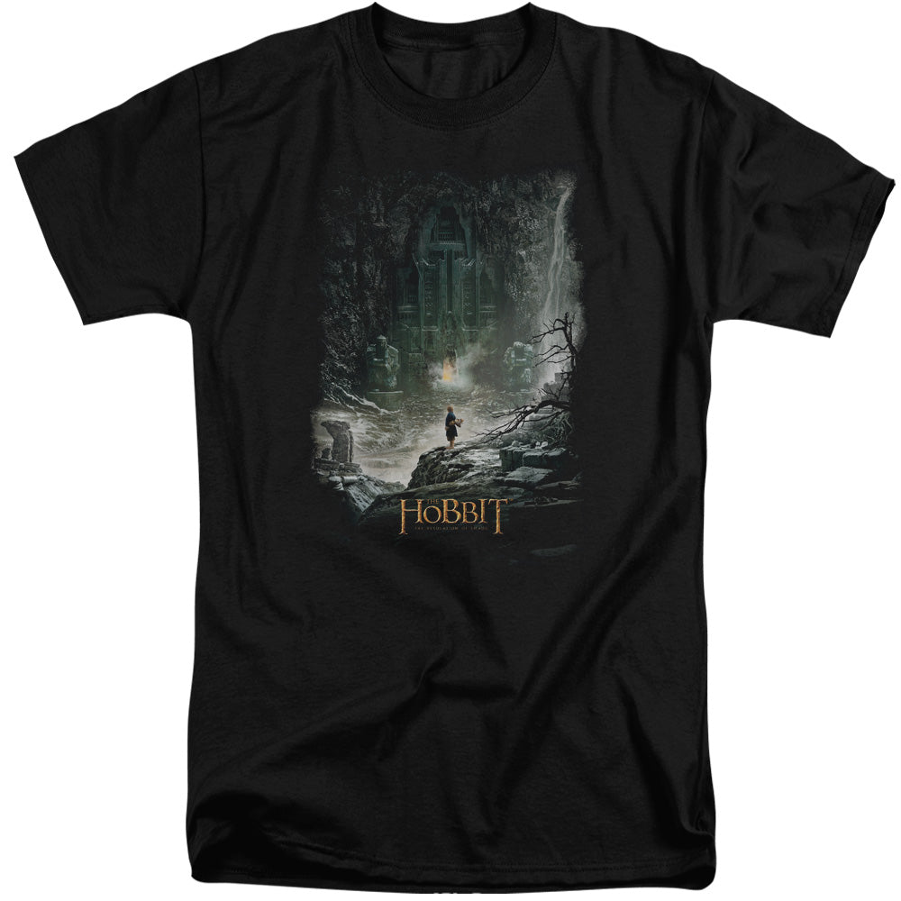 AN OFFCIALLY LICENSED HOBBIT AT SMAUGS DOOR MEN'S TALL FIT T-SHIRT BLACK